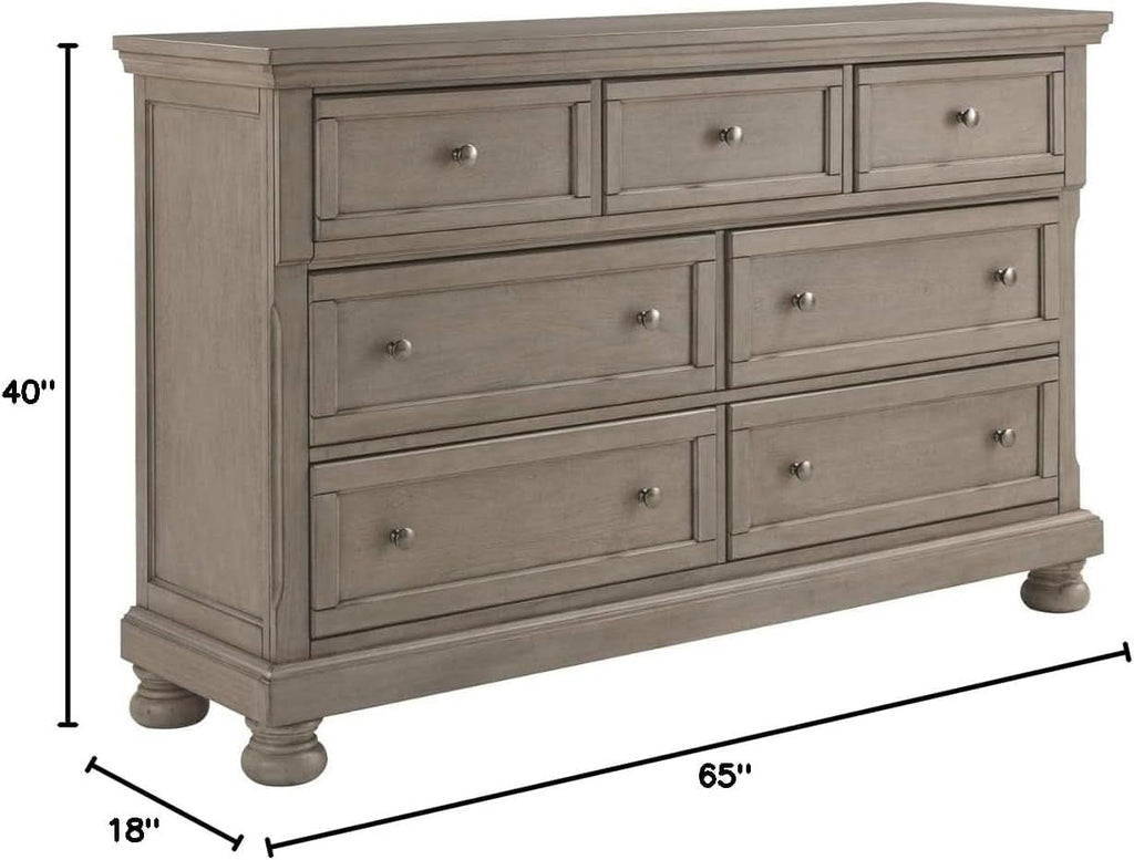 Lettner Modern Traditional 7 Drawer Dresser In Light Gray