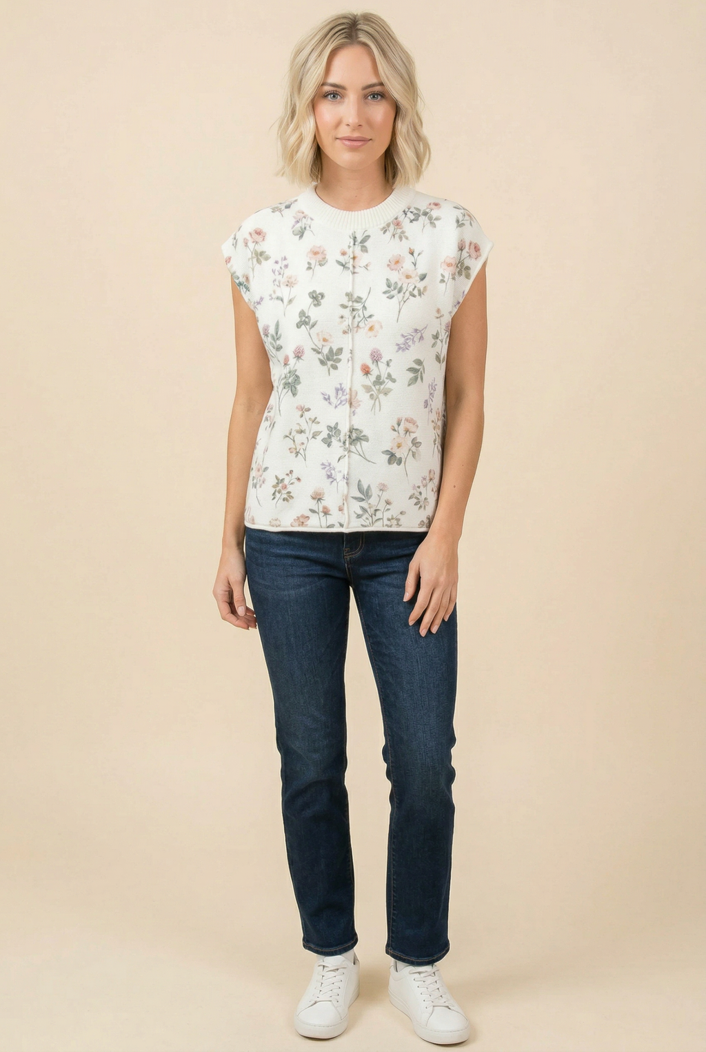 Floral Sleeveless Knit Top