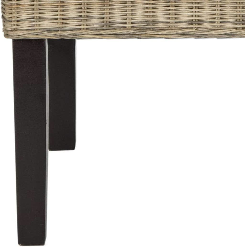 Grey Wicker Dining Chair 18 Inch Rattan Cotton Upholstery