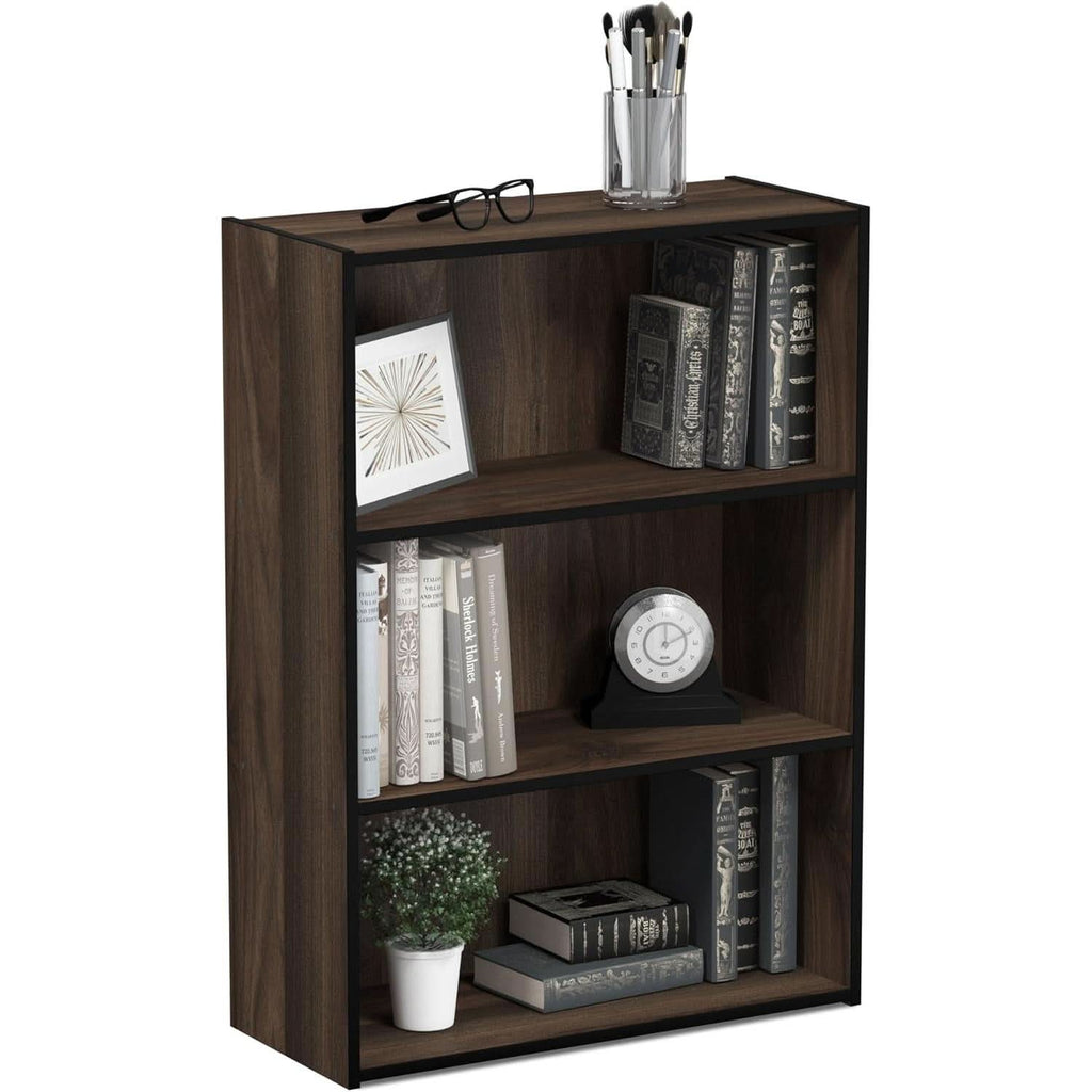 Pasir 3-Tier Open Shelf Bookcase Columbia Walnut Finish