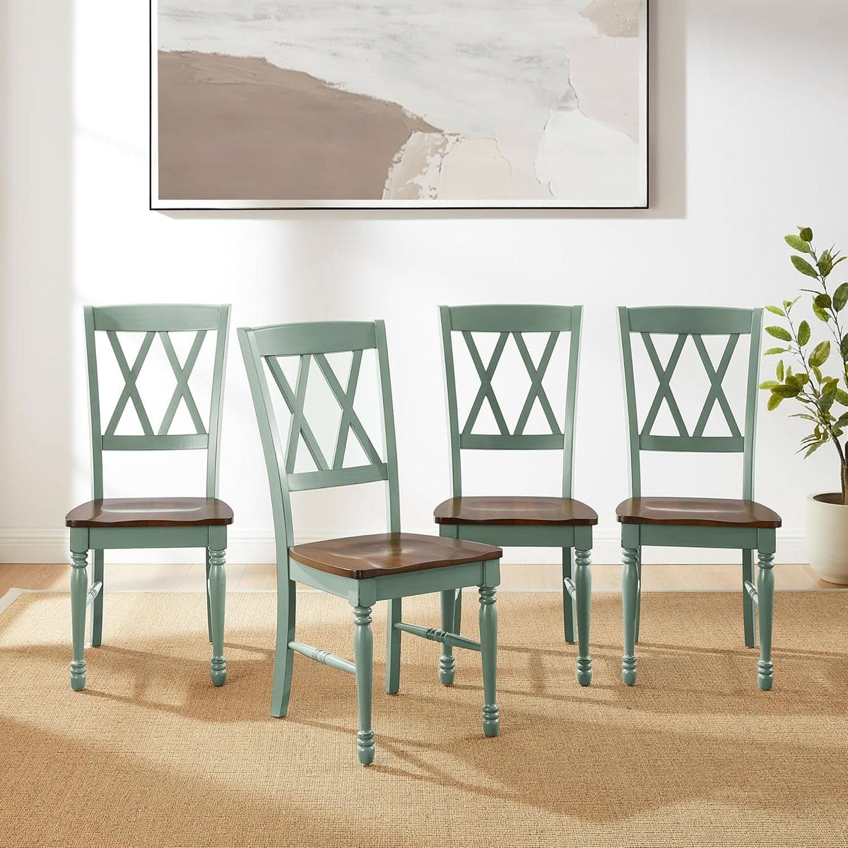 Shelby Distressed Teal XBack Dining Room Chairs Set of 4