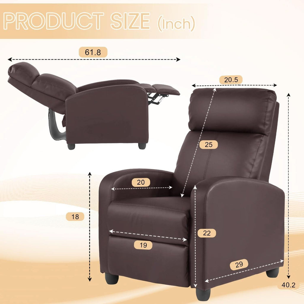 Massage Recliner Chair With Footrest And Brown PU Leather