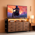 Dresser TV Stand 55 Inch 10 Drawers Rustic Brown Storage