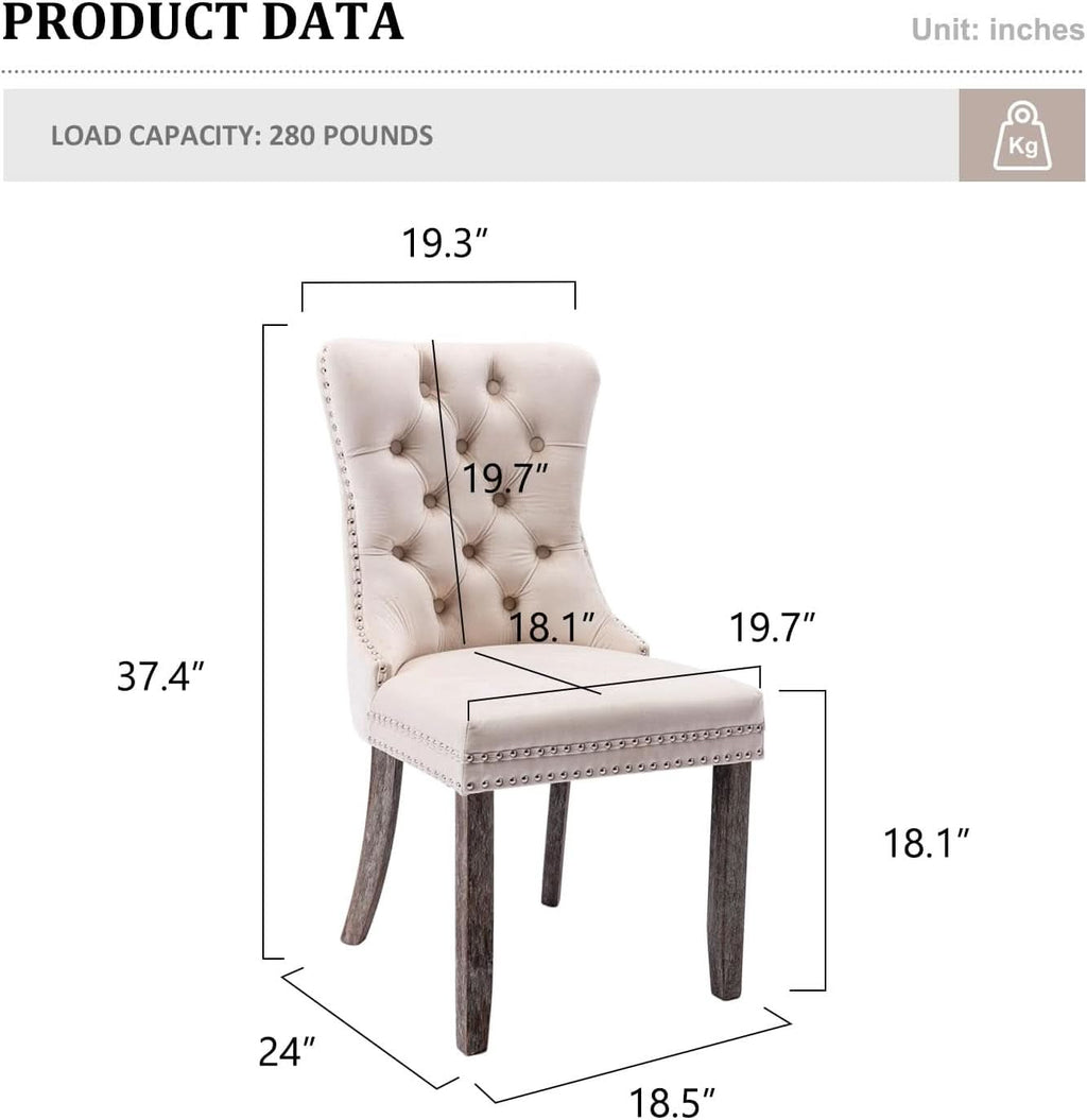 Velvet Dining Chairs Set Of 4 Beige With Ring Pull Trim