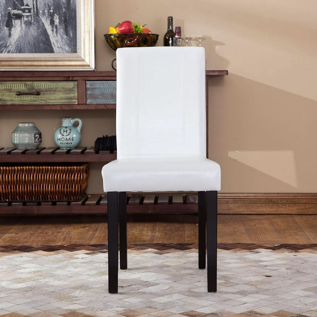 Off White Leatherette Padded Parson Chair Set of 2