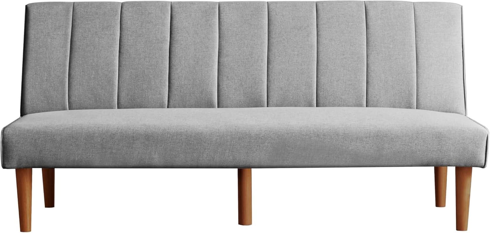 Beige Convertible Futon Sofa Bed For Living Room Use