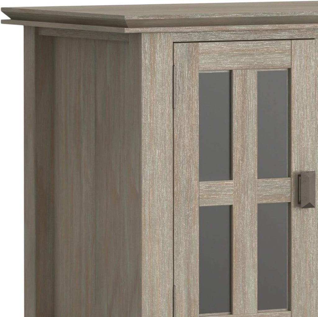 Solid Wood TV Stand 72 Inch Wide Distressed Grey Finish