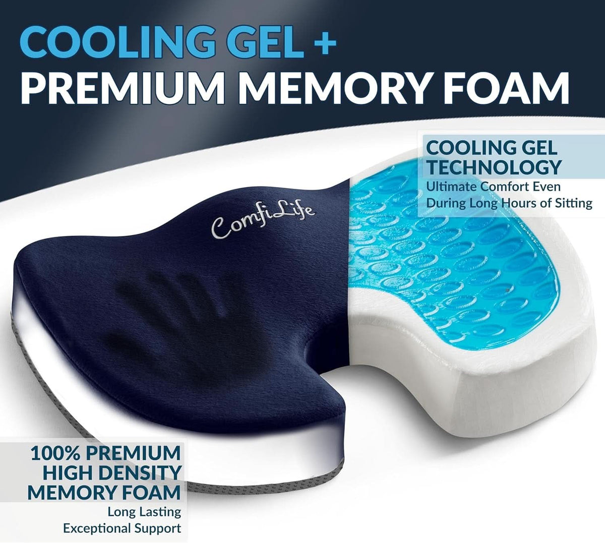 Gel Memory Foam Seat Cushion For Office Chair Navy