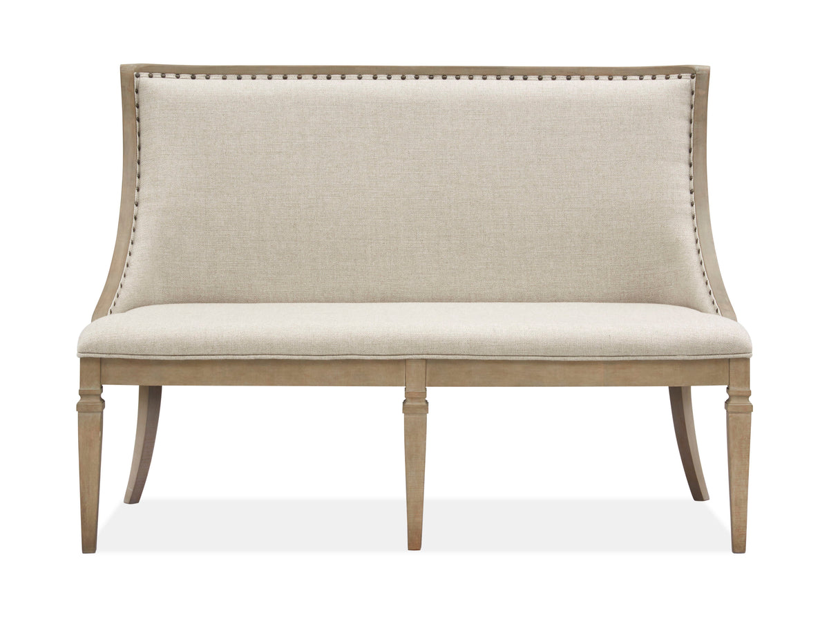 Lancaster - Bench With Upholstered Seat & Back - Dovetail Gray