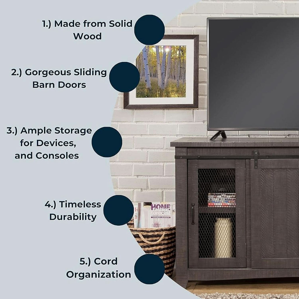 Sierra 65 Inch Grey TV Stand for Living Room Console