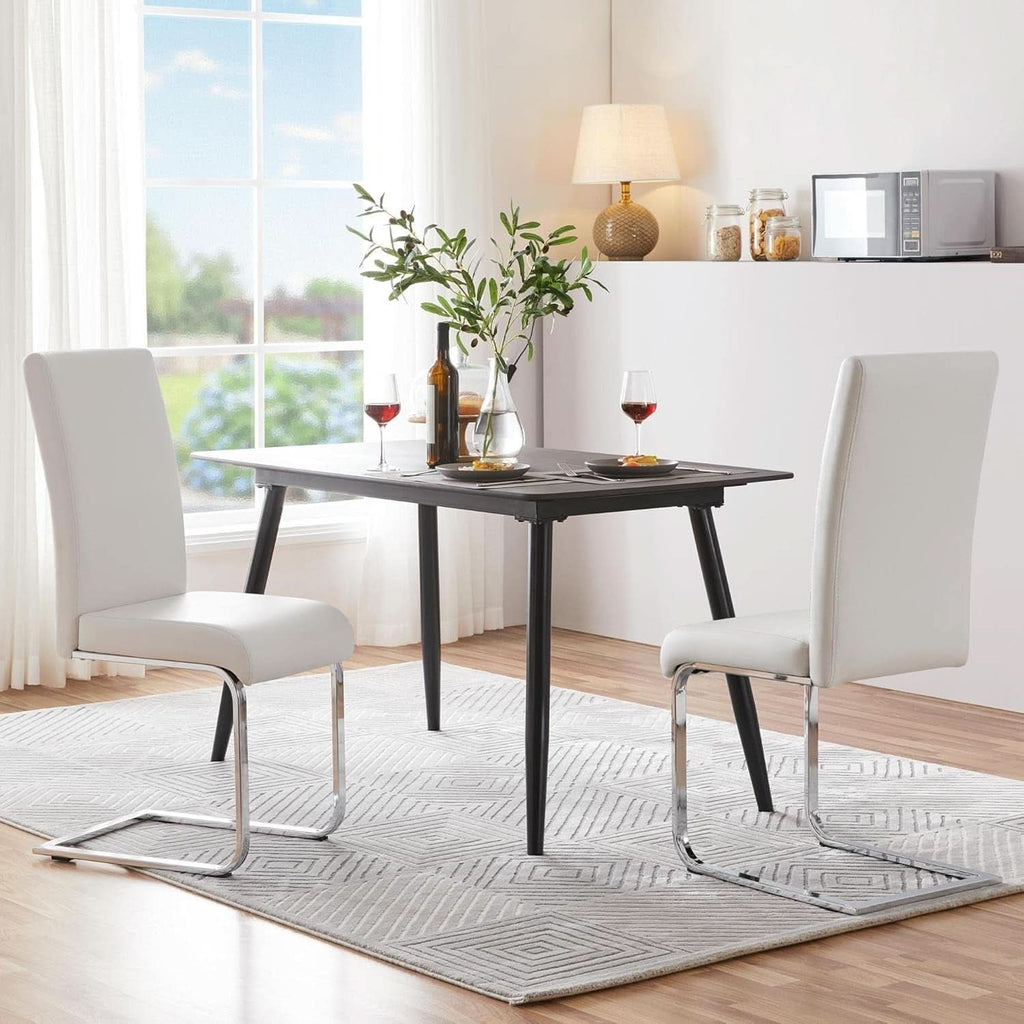 Set Of 2 High Back Faux Leather Dining Chairs White