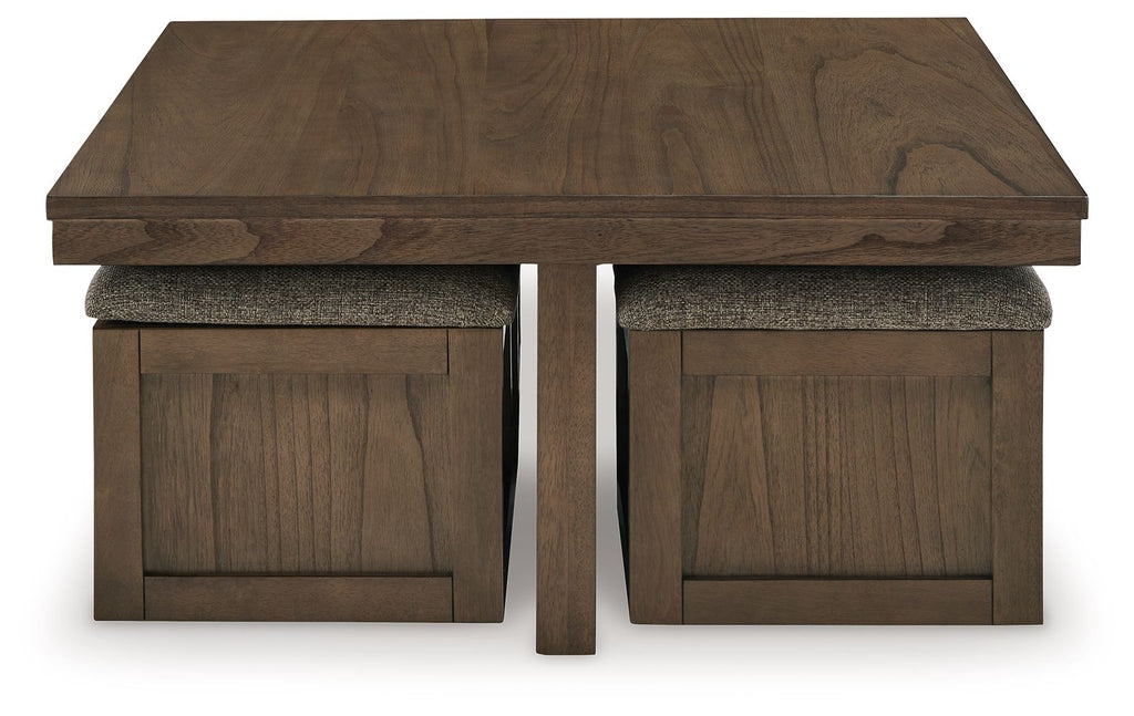 Boardernest - Cocktail Table With 4 Stools (Set of 5) - Brown