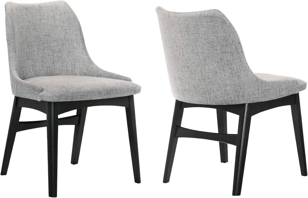 Gray Fabric Wood Dining Chairs Set Of 2 19-Inch Seat Height