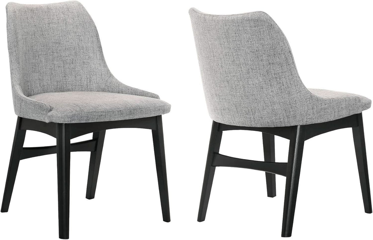 Gray Fabric Wood Dining Chairs Set Of 2 19-Inch Seat Height