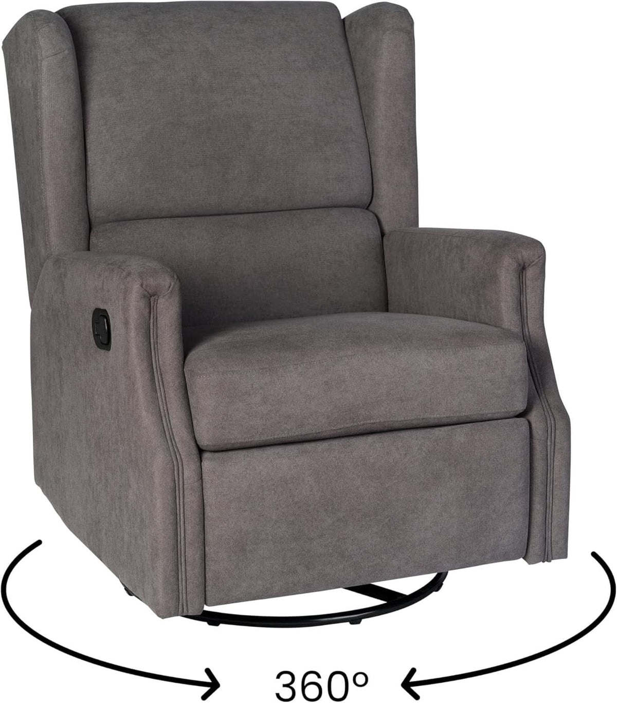 Omma Wingback Swivel Glider Recliner Dark Gray Upholstered