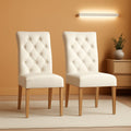 Beige Tufted Upholstered Dining Chairs Set Of 2 For Kitchen