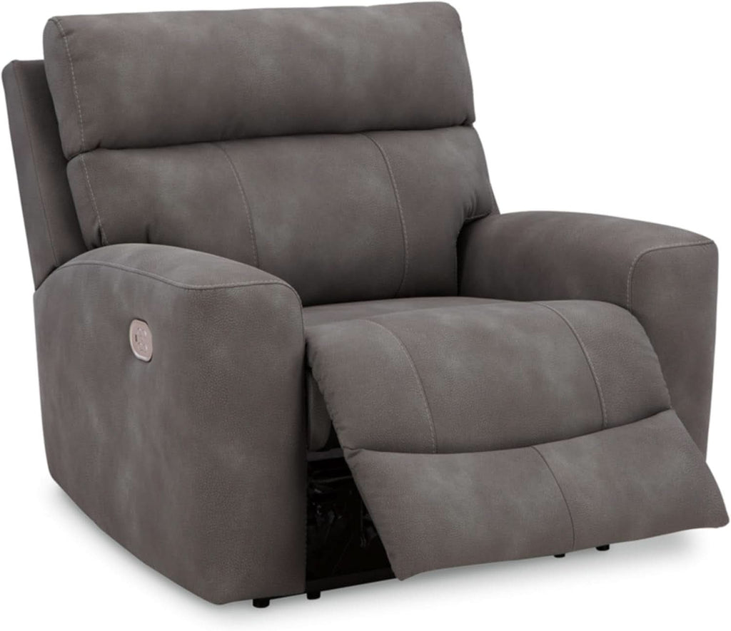 Dark Brown Faux Leather Wall Hugger Power Recliner Headrest