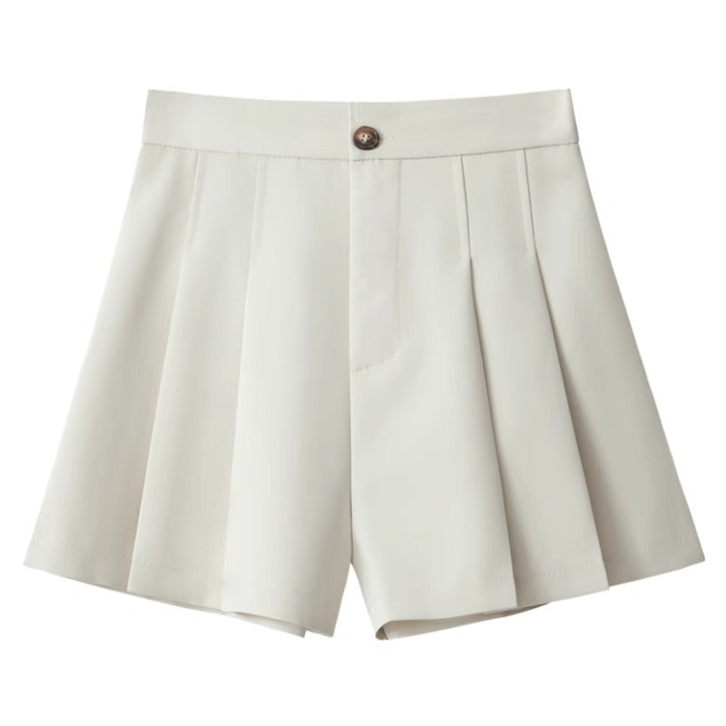 Stretchy High-waisted Pleated Wide-leg Casual Pants That Slim The Figure And Are Versatileperfect As An A-line Hot Pant
