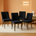 Velvet Dining Chairs Set Of 4 Black For Kitchen Use