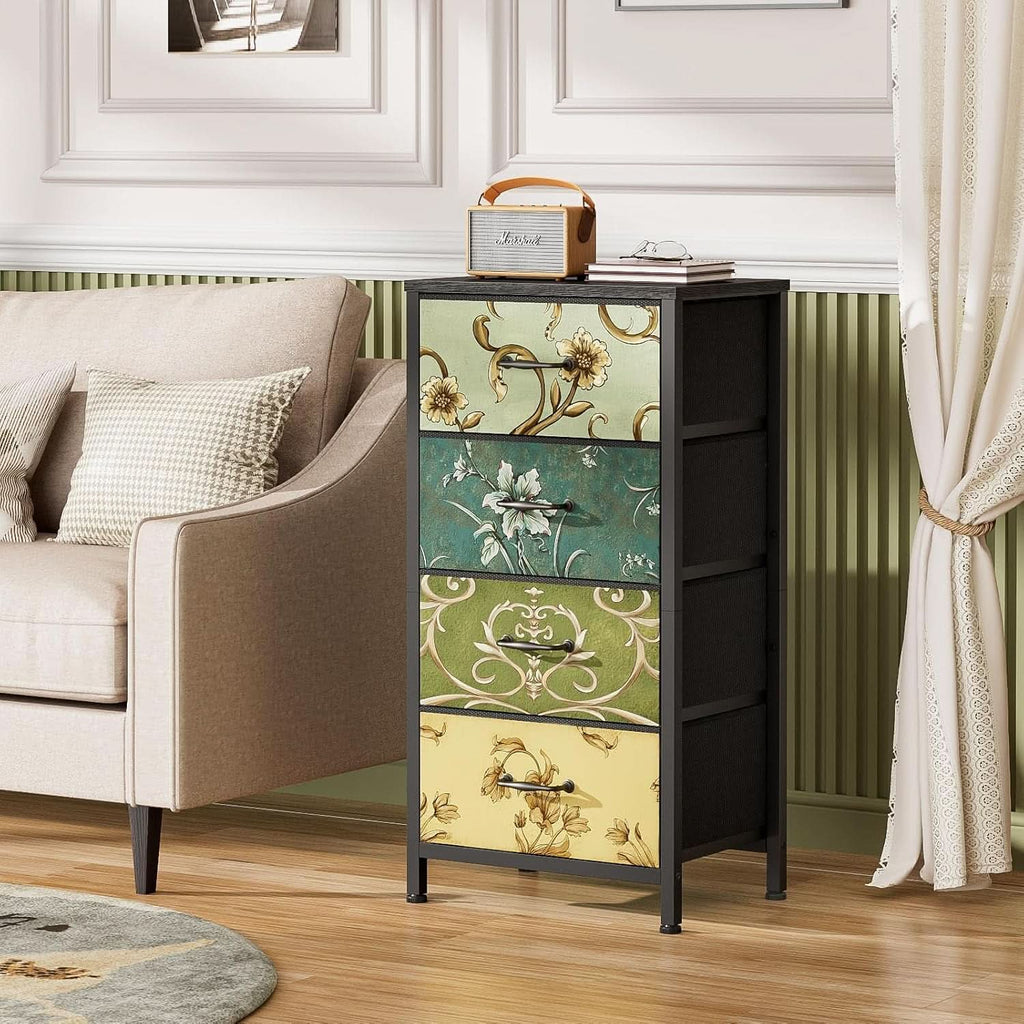 4 Drawer Dresser Nightstand With Wood Top For Bedroom