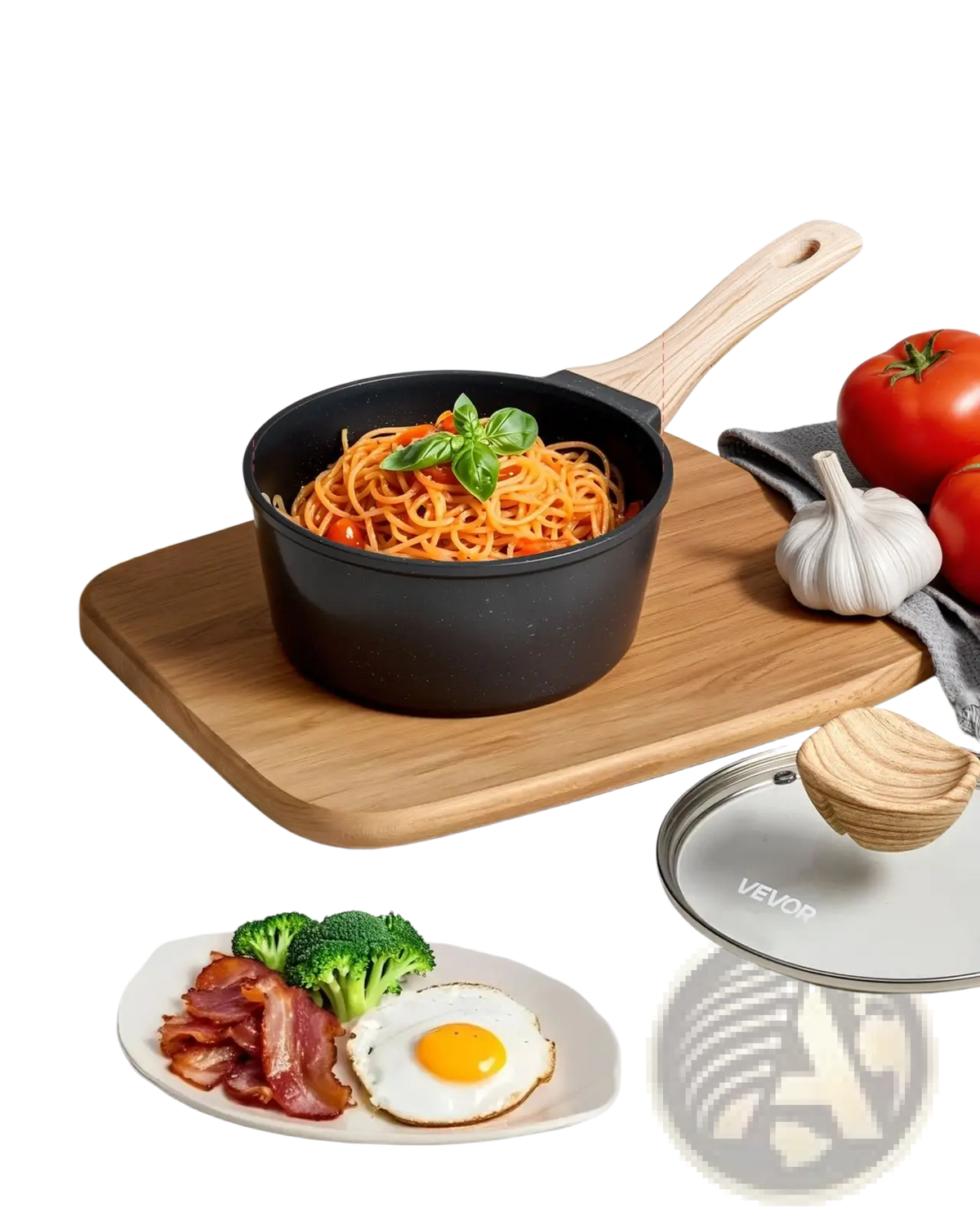 1.5 Qt Nonstick Saucepan with Lid and Wood Handle