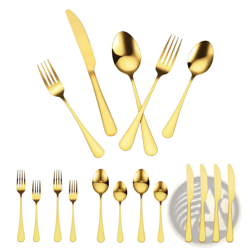 100-piece Gold Stainless Steel Silverware Set for 20