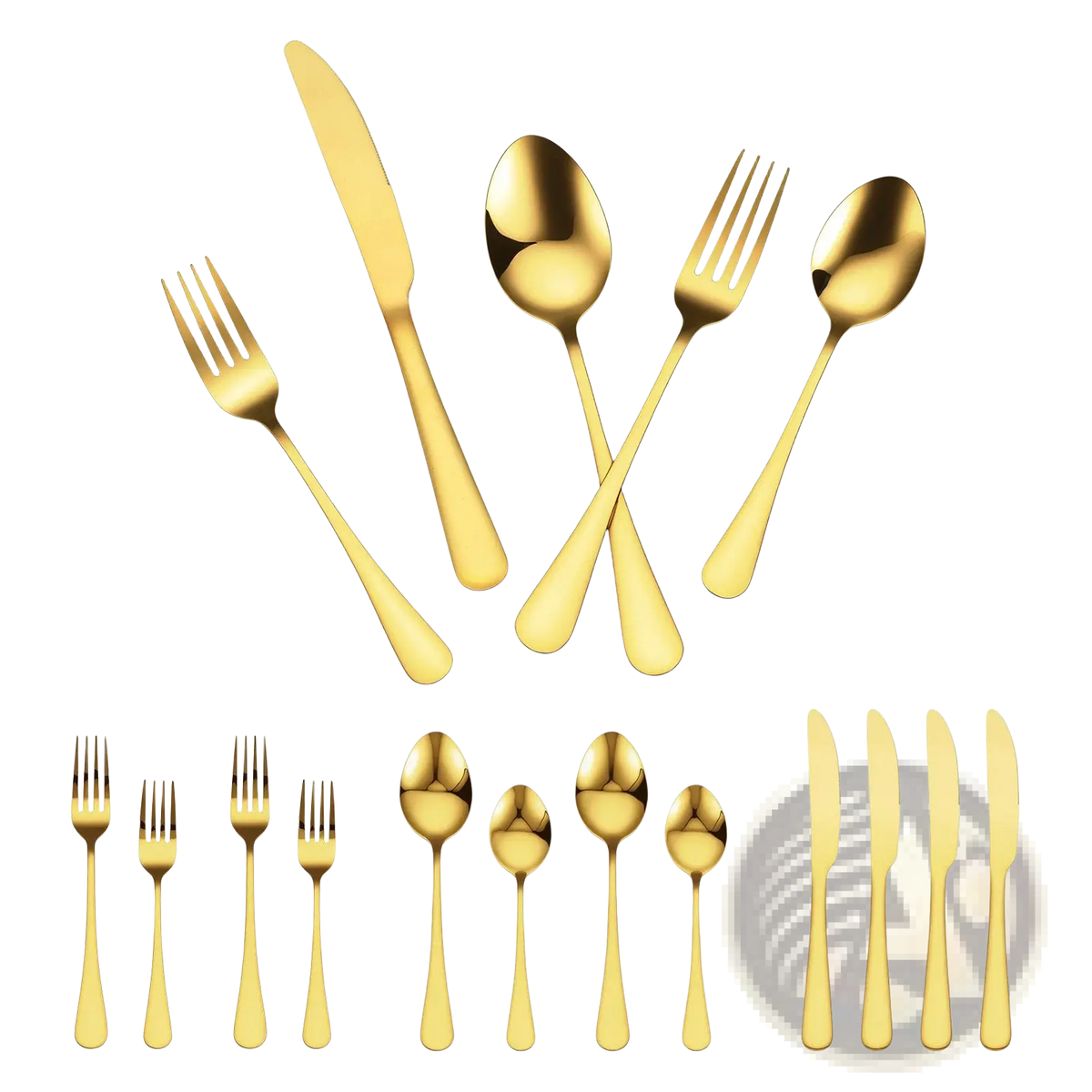 100-piece Gold Stainless Steel Silverware Set for 20