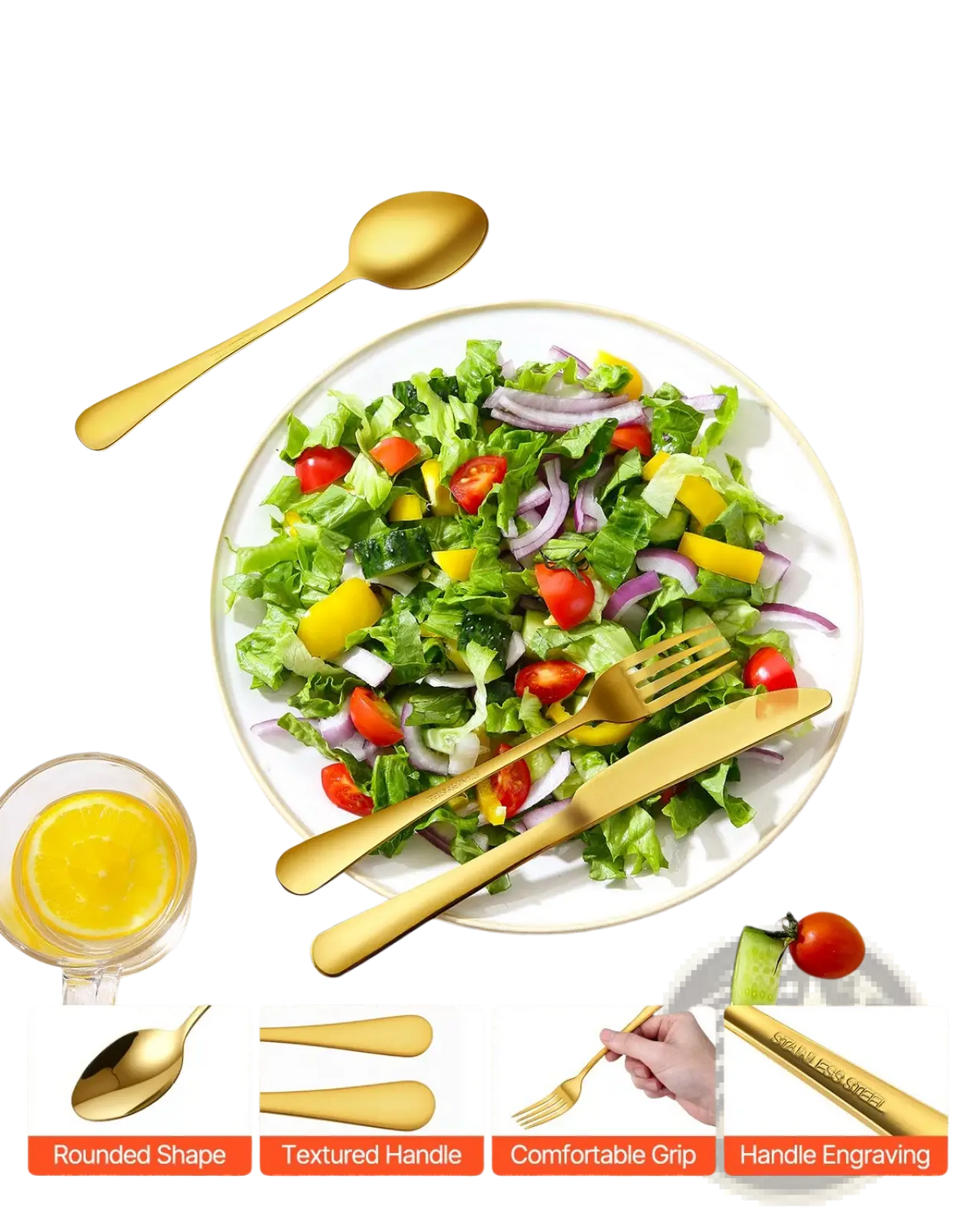 100-piece Gold Stainless Steel Silverware Set for 20