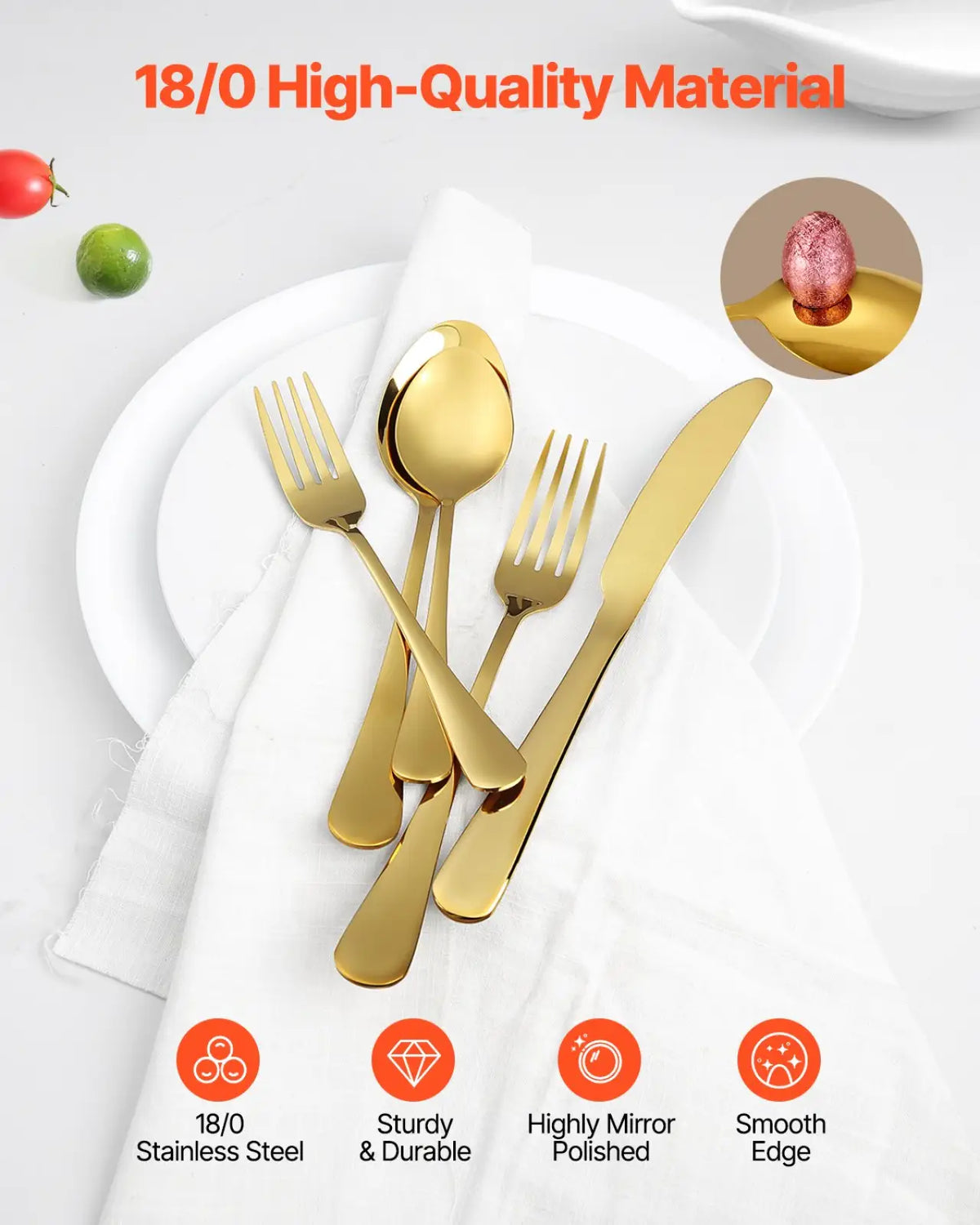 100-piece Gold Stainless Steel Silverware Set for 20