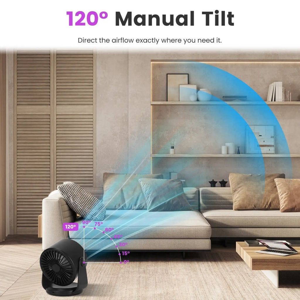 100 Speed Rechargeable Desk Fan with 120 Tilt 4000mah