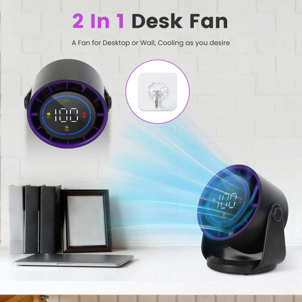 100 Speed Rechargeable Desk Fan with 120 Tilt 4000mah