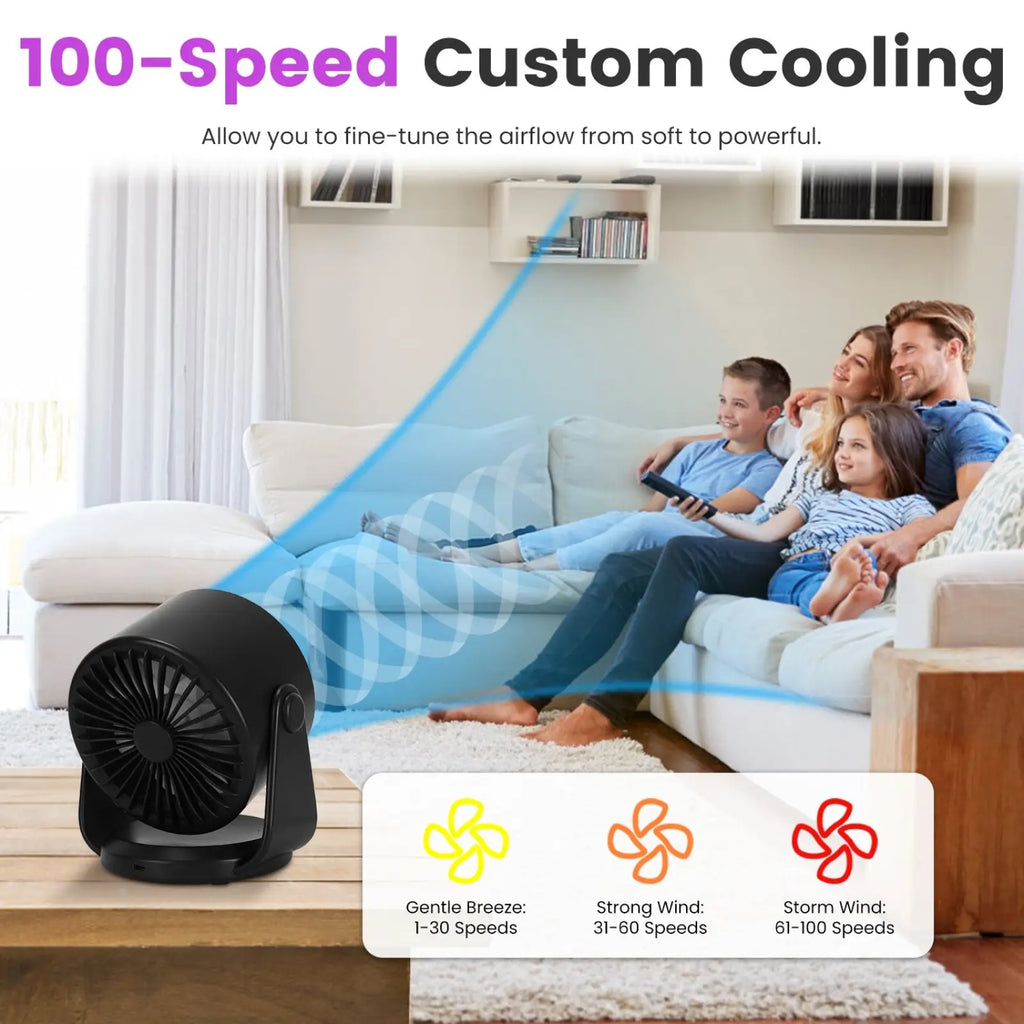 100 Speed Rechargeable Desk Fan with 120 Tilt 4000mah