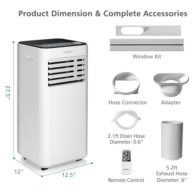 10,000 BTU (ASHRAE) Portable AC – 3-in-1