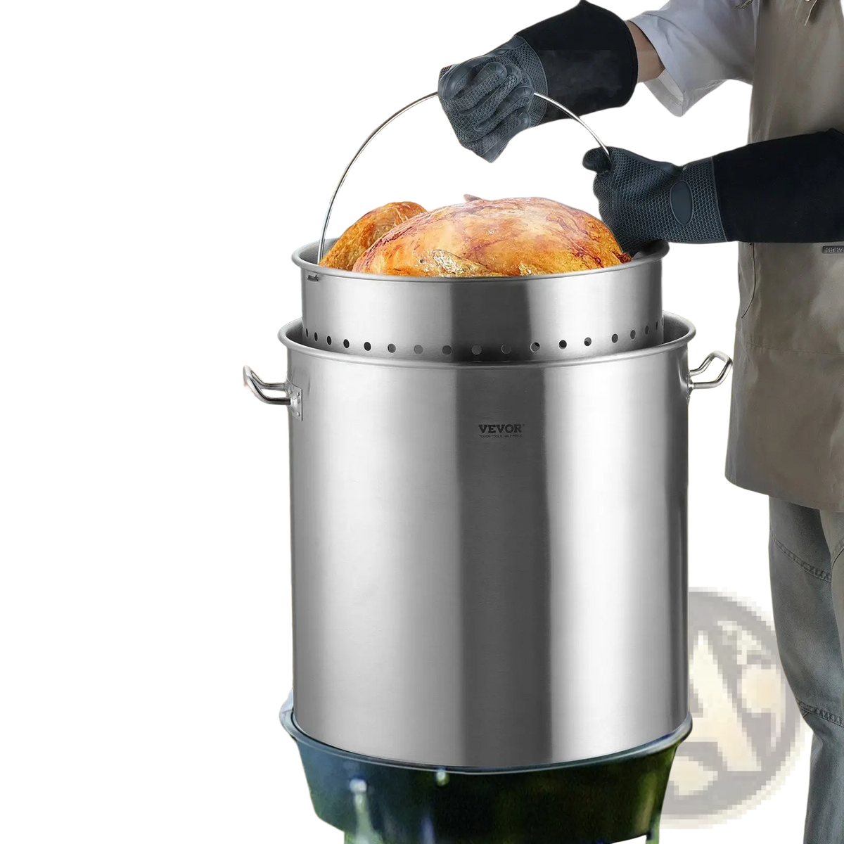 100qt Stainless Steel Stockpot with Strainer Basket
