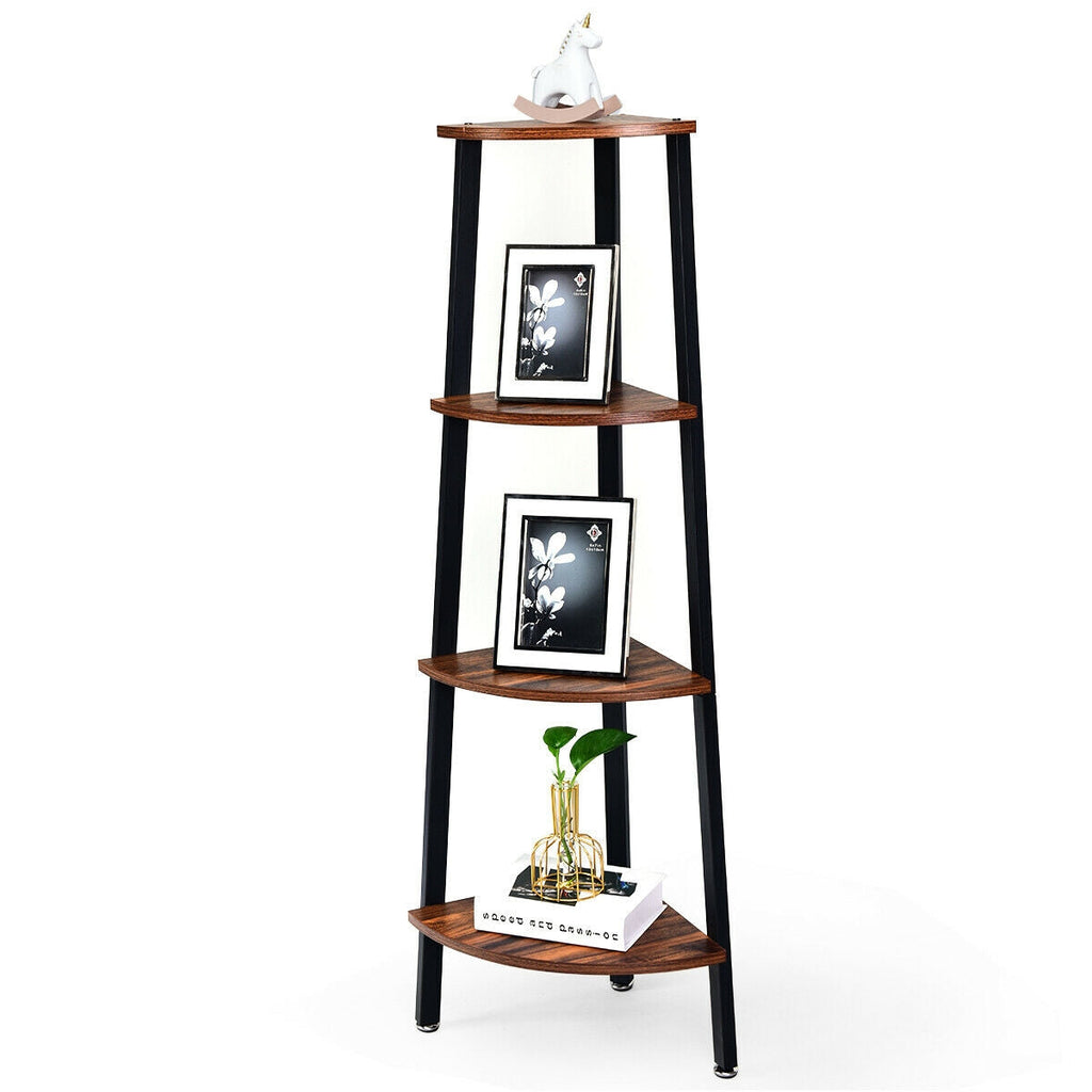 4-Tier Corner Shelf Metal Storage Rack Domestic Bookcase