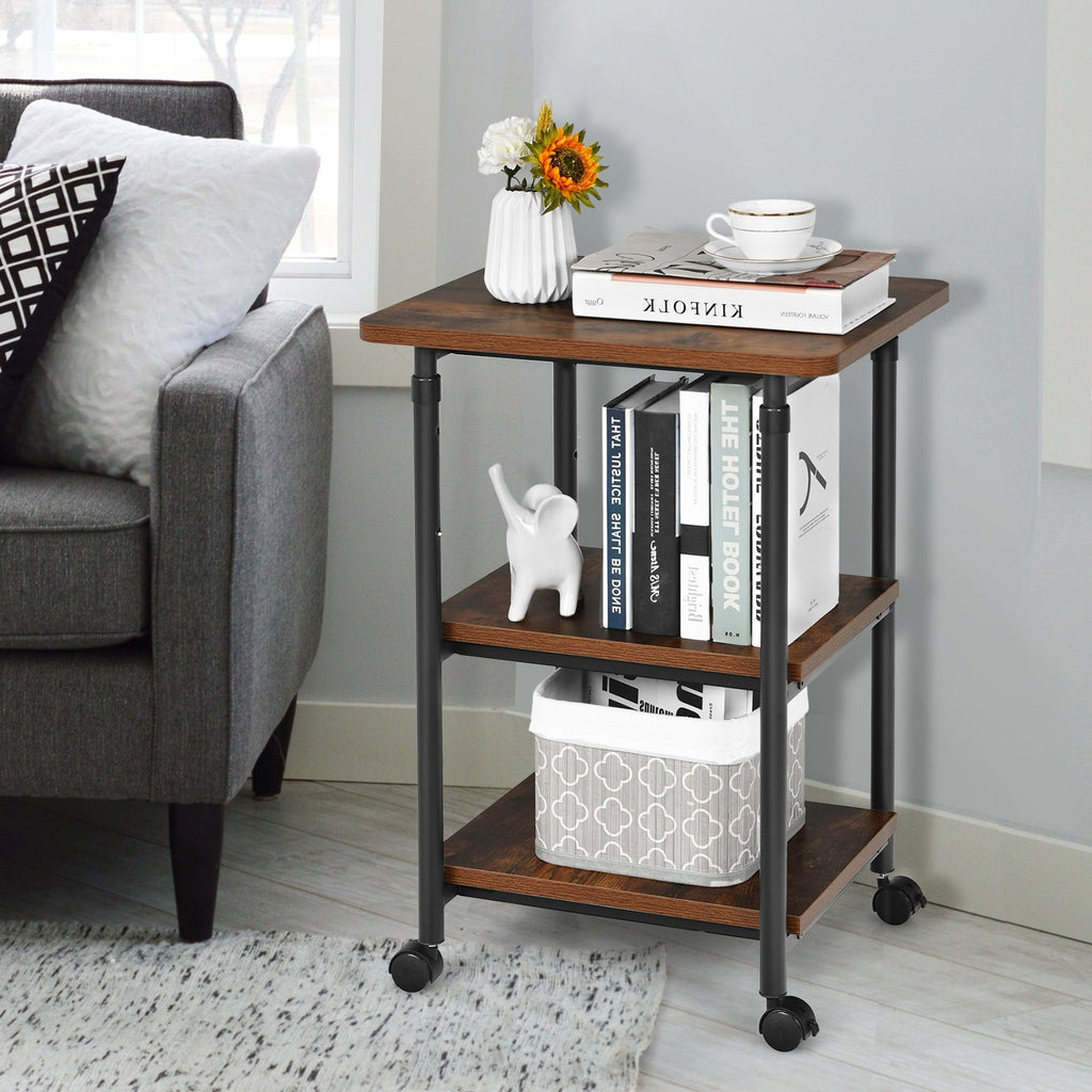 3-tier Adjustable Printer Stand with 360° Swivel Casters