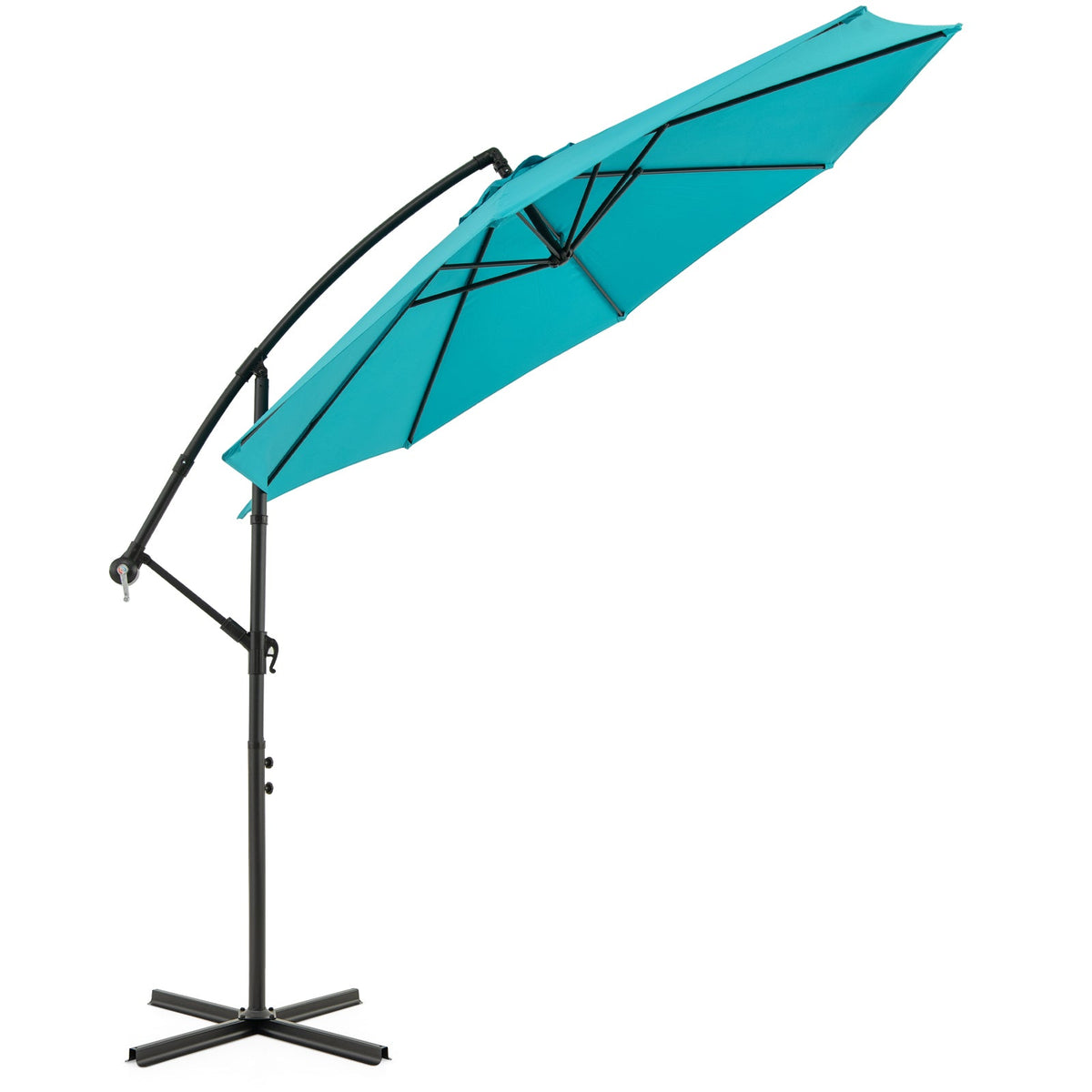10 Feet Offset Umbrella with 8 Ribs Cantilever and Cross Base