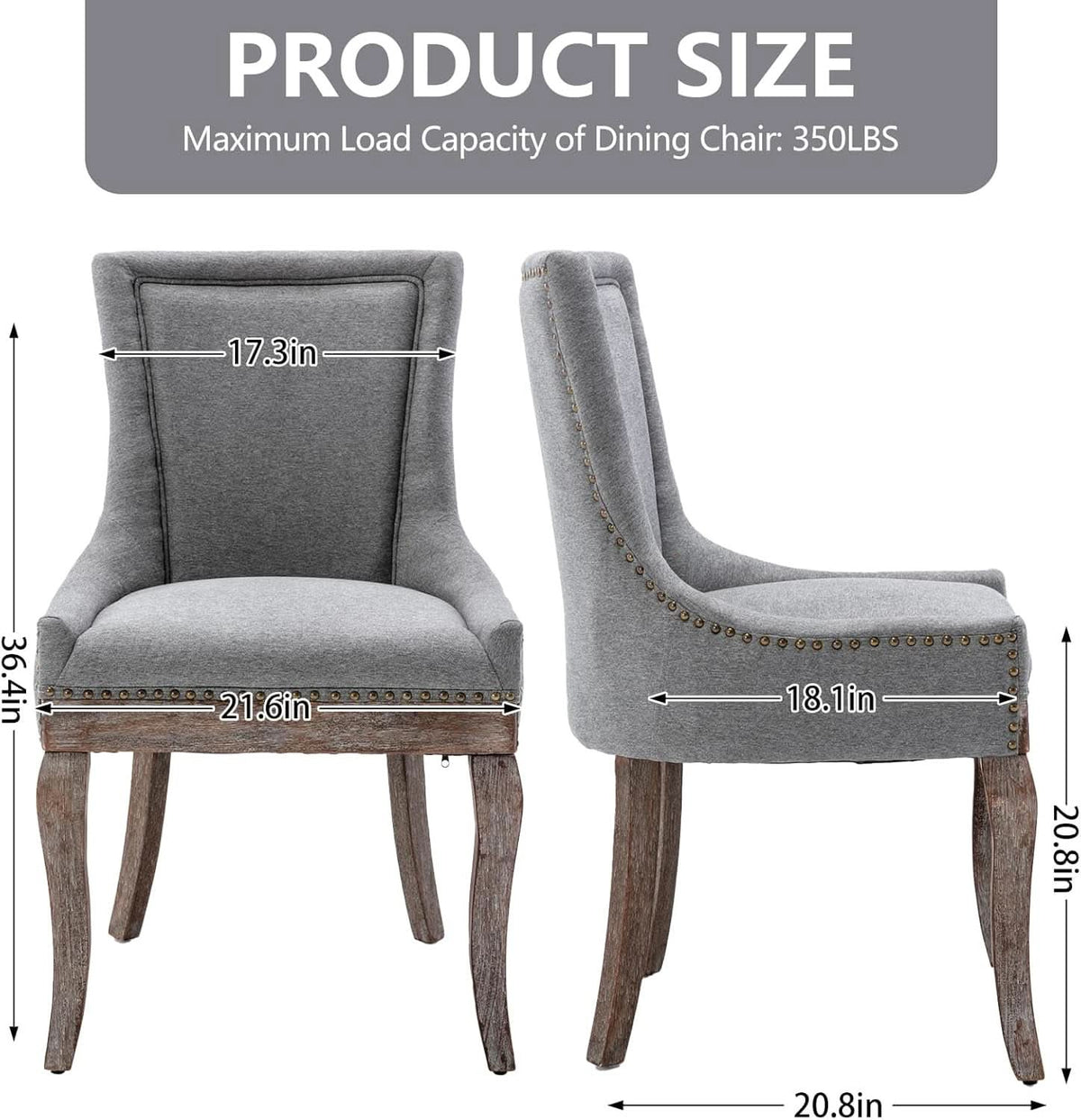 Grey High Back Dining Chairs Set Of 2 For Kitchen Use
