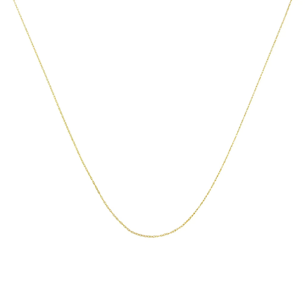 10K Gold 0.5 mm Slender & Dainty Fine Rope Chain Necklace