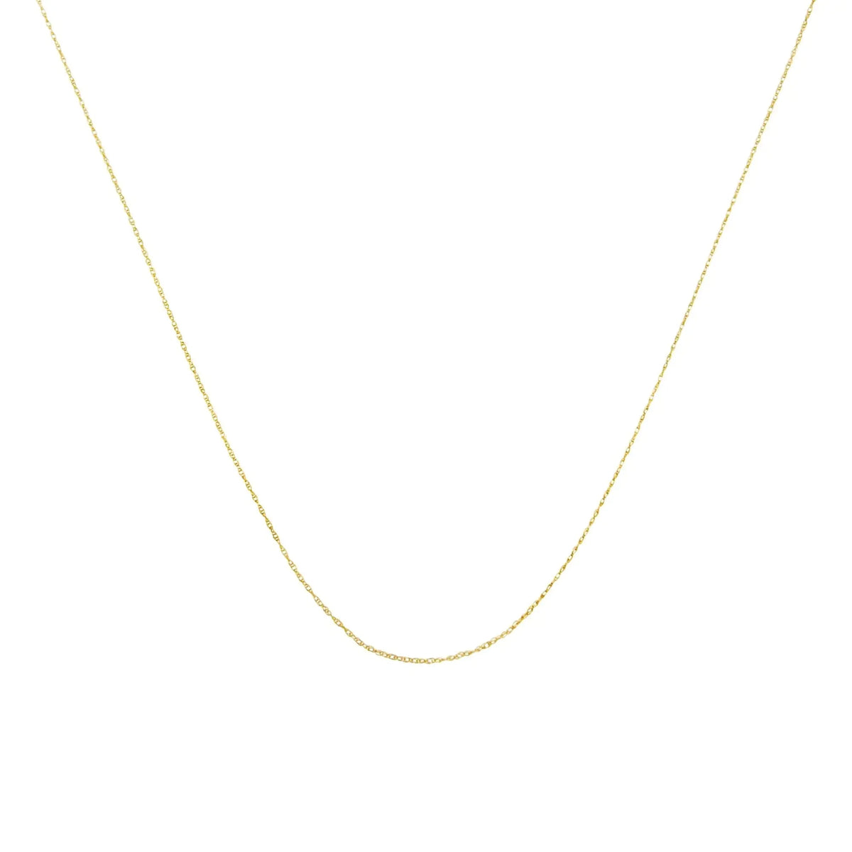 10K Gold 0.5 mm Slender & Dainty Fine Rope Chain Necklace
