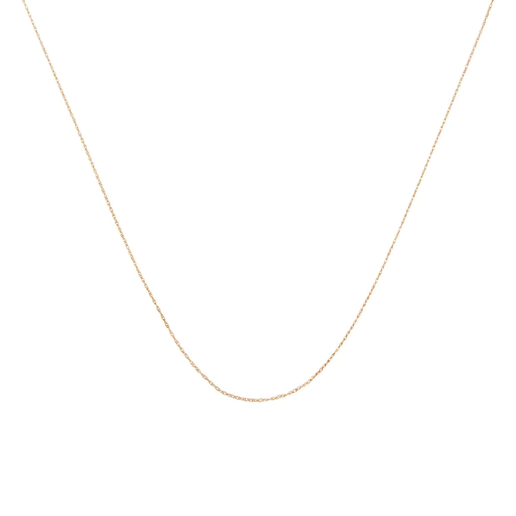 10K Gold 0.5 mm Slender & Dainty Fine Rope Chain Necklace