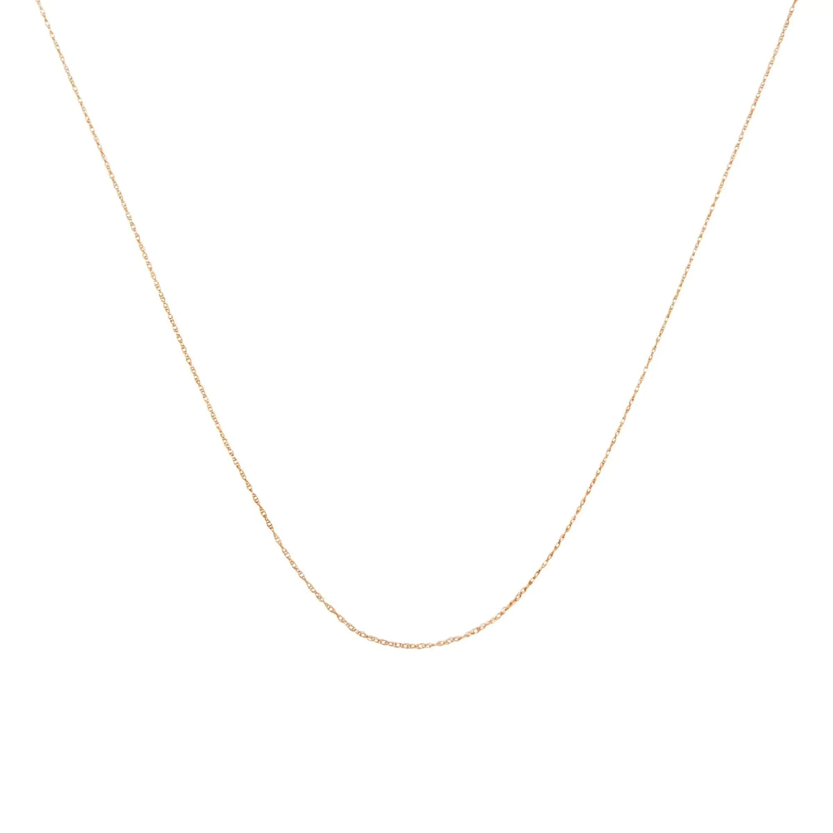 10K Gold 0.5 mm Slender & Dainty Fine Rope Chain Necklace