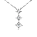10K Gold 1/5 Cttw Princess Cut Diamond 3 Stone Drop 18" Pendant Necklace (H-I Color, SI2-I1 Clarity)