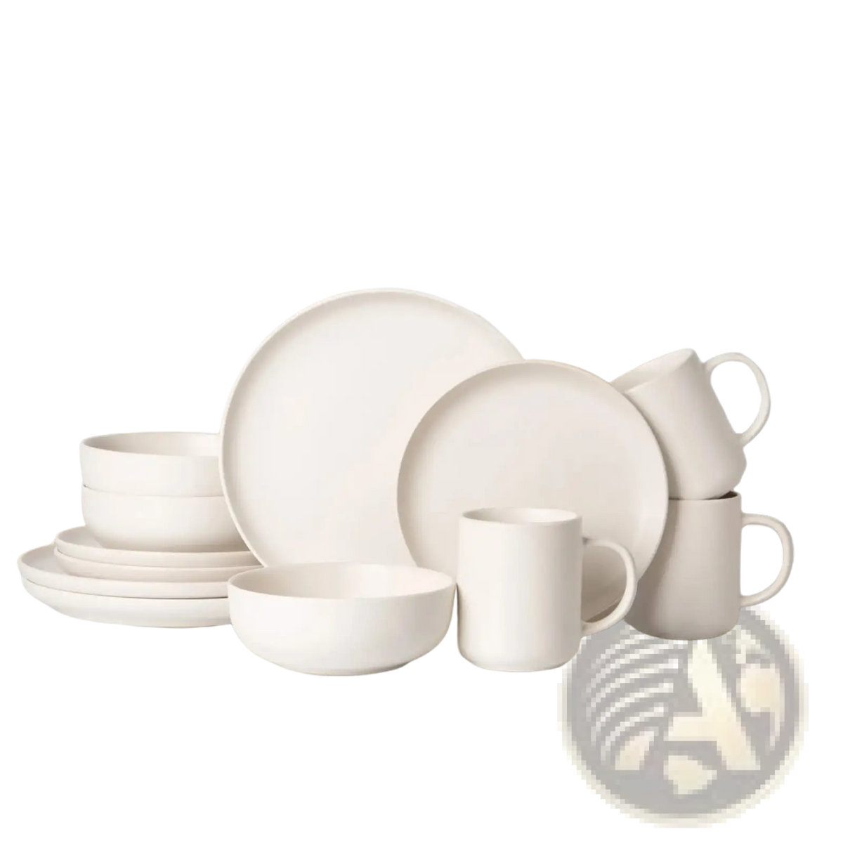 12 Piece Stoneware Dinnerware Set with Mugs for 3