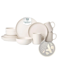 12 Piece Stoneware Dinnerware Set with Mugs for 3
