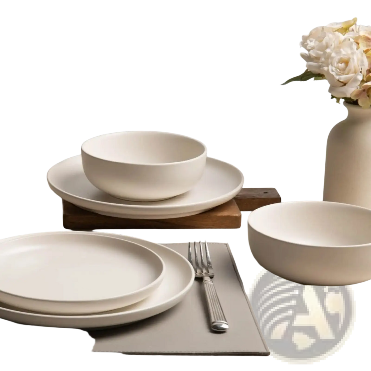 12 Piece Stoneware Dinnerware Set with Mugs for 3