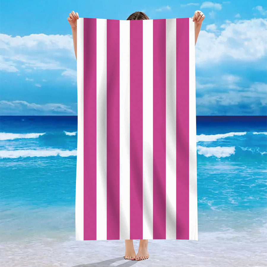 Single-sided Velvet Personalized Striped Pattern Microfiber Beach Bath Towel