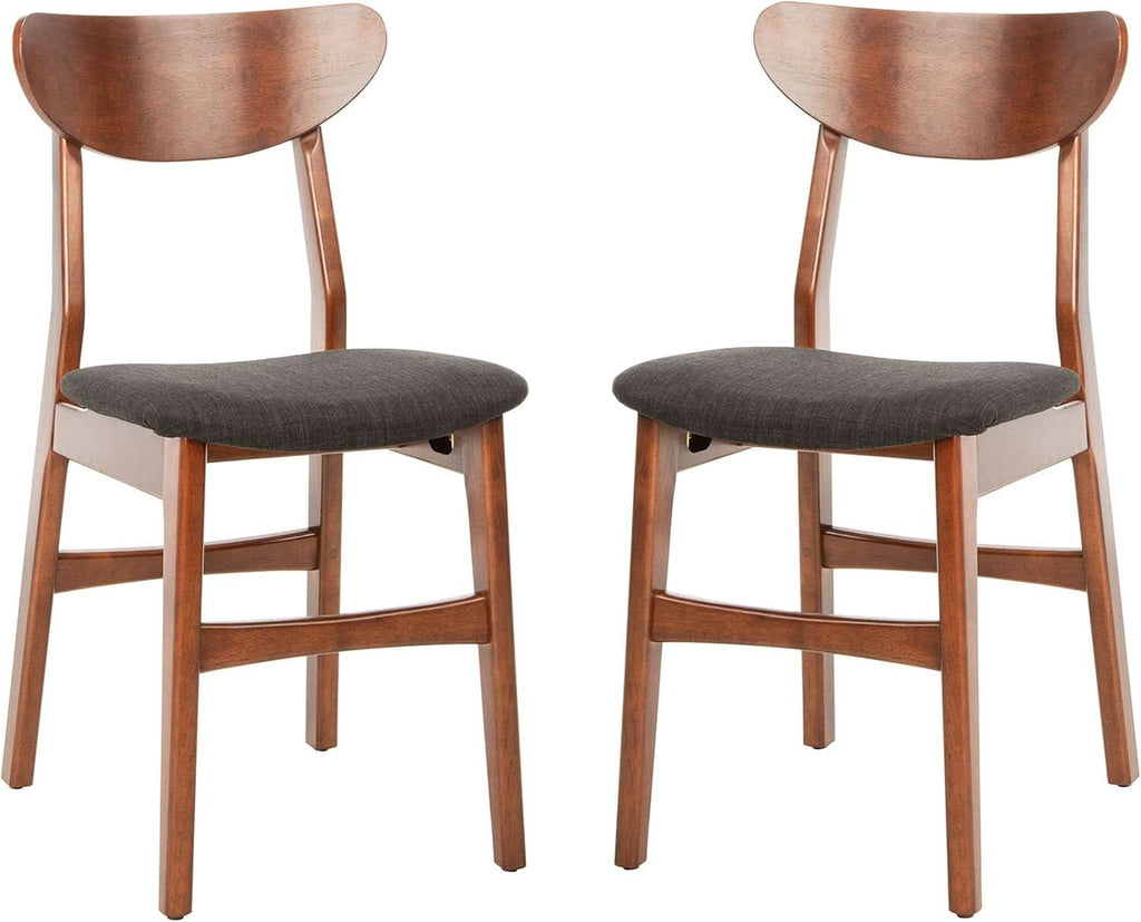 Walnut Finish Dining Chairs With Black Cushions Set Of 2
