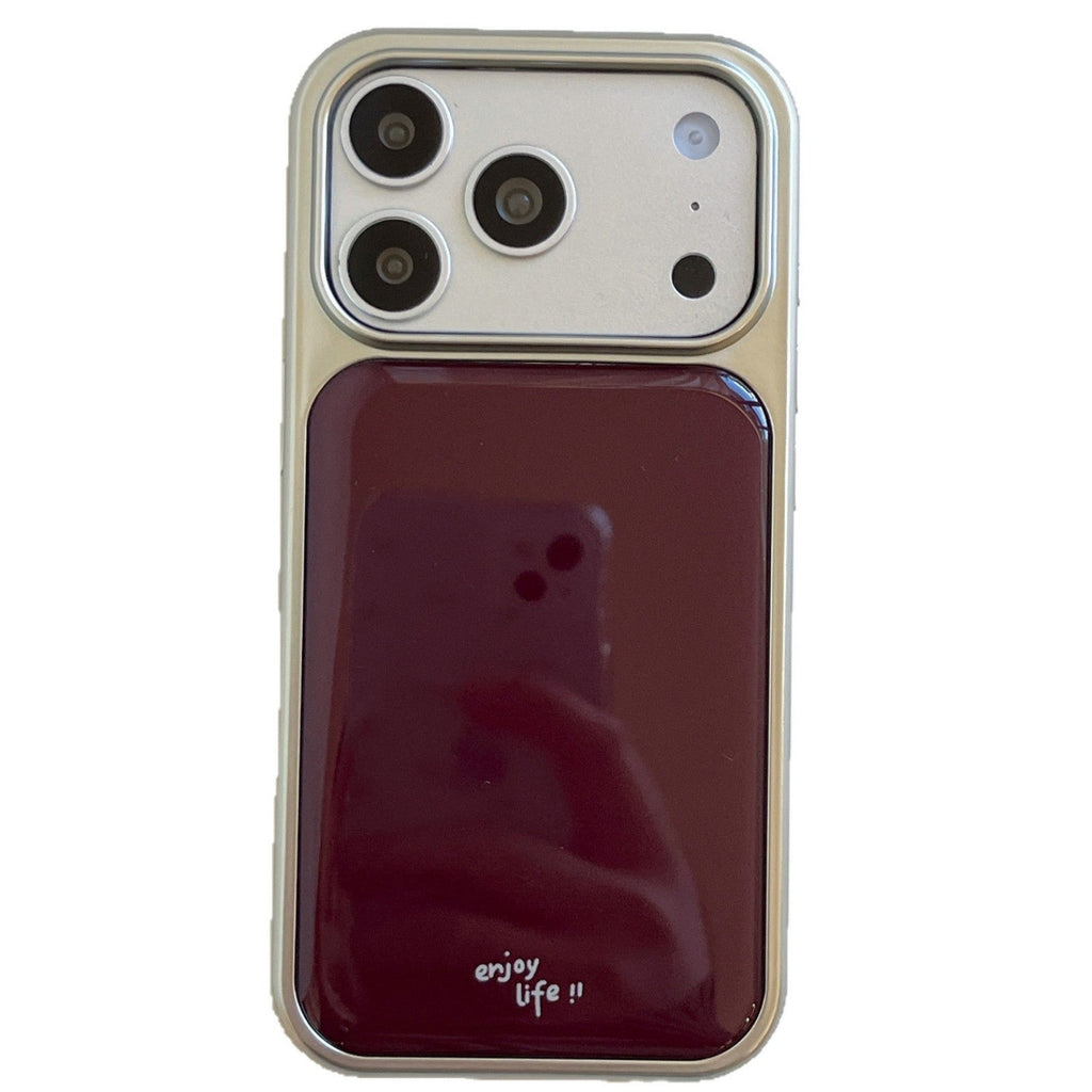 Ins Minimalist Wine-red English Phone Case