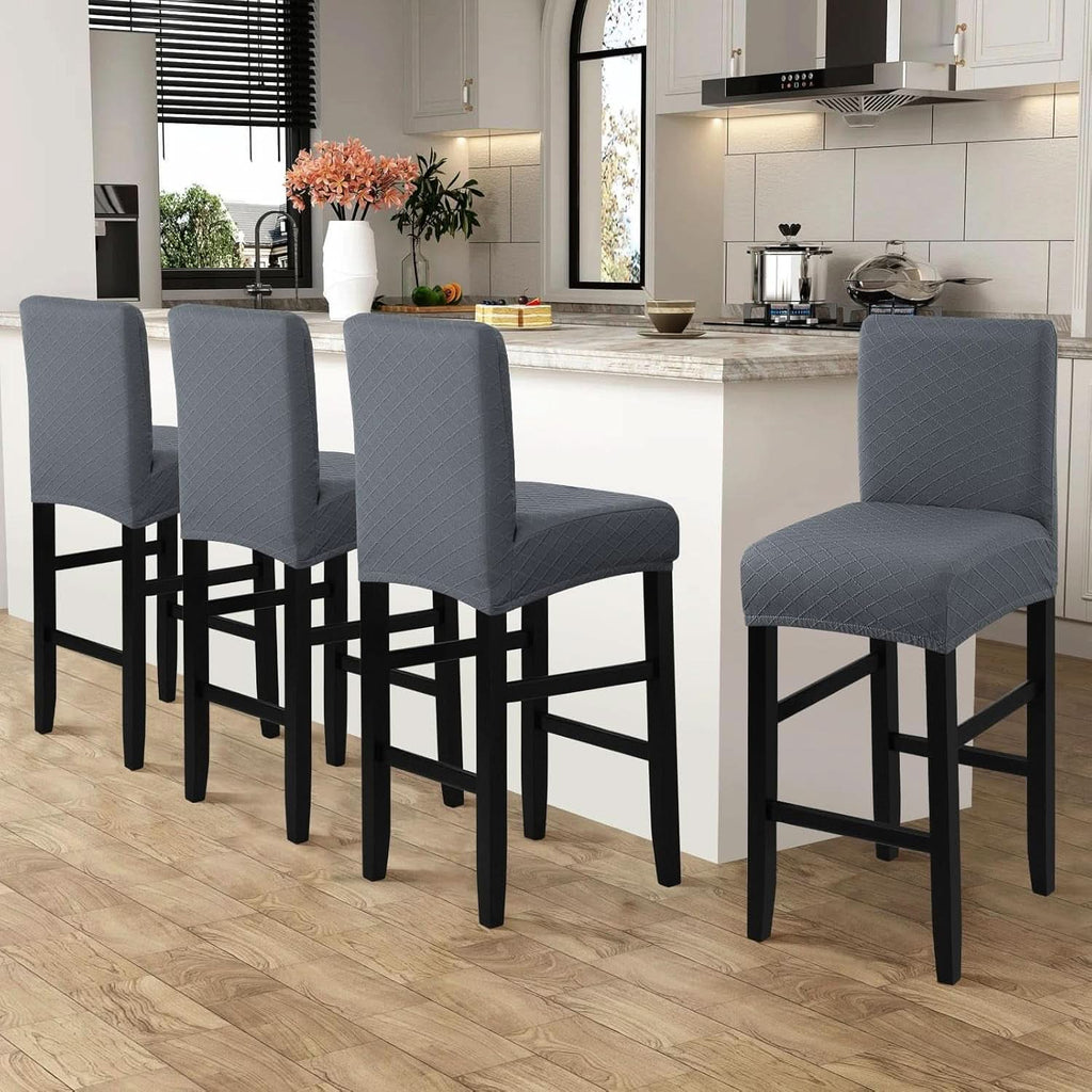 Waterproof Bar Stool Covers Grey Slipcovers 4 Pack Set